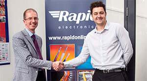 Gary Weston, managing director of Top Hex (left), with Adam Caddy, marketing manager of Rapid Electronics